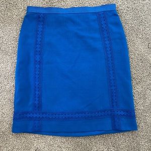 Ann Taylor bright blue pencil skirt with embroidered pattern
